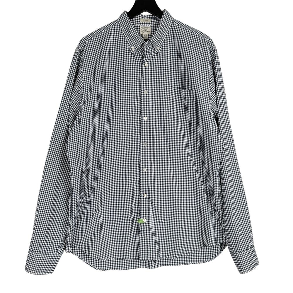 J.Crew Cotton Classic Button Down Shirt Gingham Blue White - XLT XL Tall